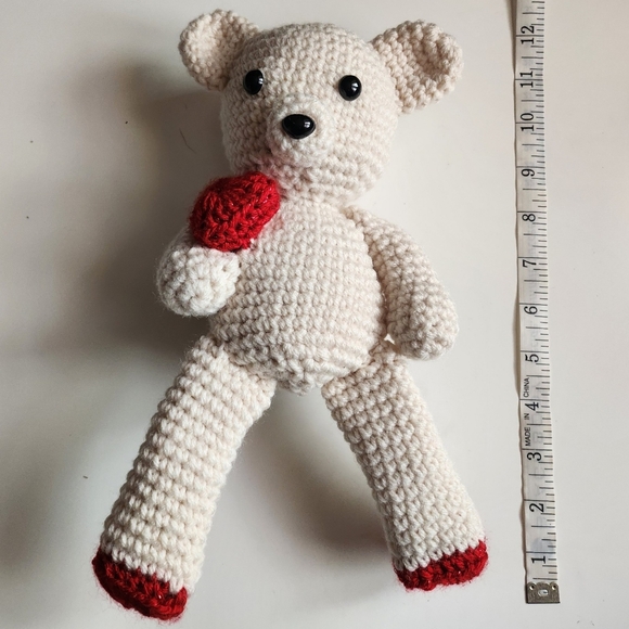 Crochet love bear, 3 available, Hand crocheted by Mom - Picture 10 of 11
